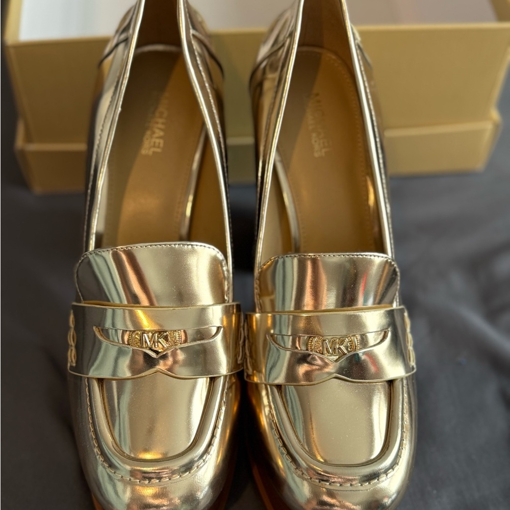 Michael Kors Eden Metallic Leather Platform Loafer, Women’s 7.5 - Picture 2 of 6